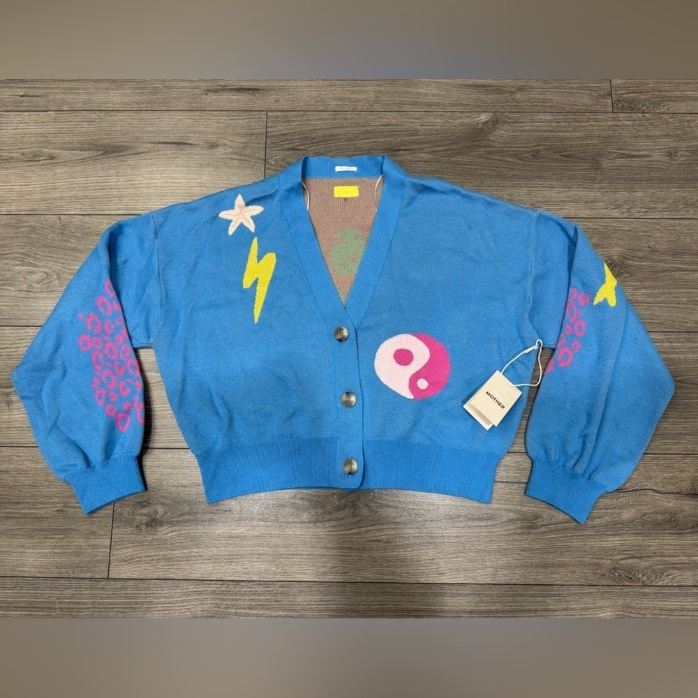MOTHER The Bell Cropped Cardigan SHREDDIN WAVES NEW SZ L‎